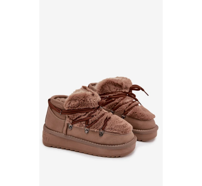 Śniegowce Dziecięce Młodzieżowe Z Futerkiem D.Franklin DFSH370011 Brązowe