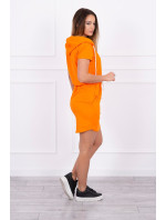 Viazané šaty s kapucňou oranžové
