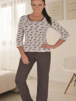 Dámske pyžamo 887-YPJ ružové s kvetinovým vzorom - CoCoon