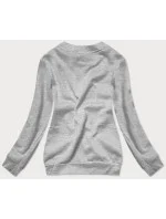 Šedá dámská tepláková mikina se stahovacími lemy model 16150347 - J.STYLE Šedá dámská tepláková mikina se stahovacími lemy model 16150347 - J.STYLE
