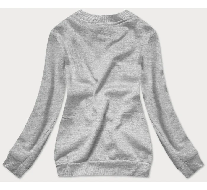 Šedá dámská tepláková mikina se stahovacími lemy model 16150347 - J.STYLE Šedá dámská tepláková mikina se stahovacími lemy model 16150347 - J.STYLE