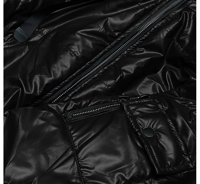 Krátká černá dámská bunda (B8138-1)