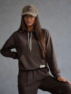 Súprava mikiny so stojačikom a nohavíc čokoládová (82162)