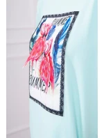 Halenka s 3D grafikou model 18743998 v mátové barvě - K-Fashion