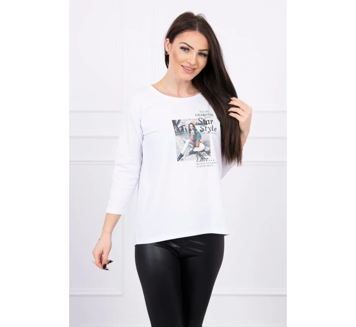 Blúzka s potlačou Star Style biela