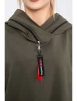 Tunika na zips s kapucňou Oversize khaki farba