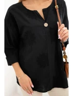 Košilová halenka s vyšívaným vzorem černý