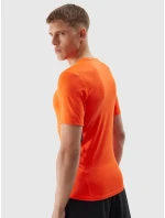 Pánske športové tričko slim z recyklovaných materiálov 4F - oranžové Pánske športové tričko slim z recyklovaných materiálov 4F - oranžové