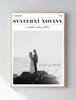 Personalizovaný magický fotob obraz v ráme – 50x70 – svadobné noviny