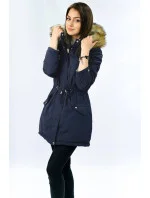 Tmavomodro-šedá obojstranná dámska zimná bunda s kapucňou (w213) Tmavomodro-šedá obojstranná dámska zimná bunda s kapucňou (w213)
