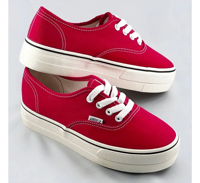 Červené šnurovacie tenisky s vyššou podrážkou (AW020304)