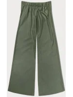 Elegantné široké dámske nohavice v khaki farbe (33575)
