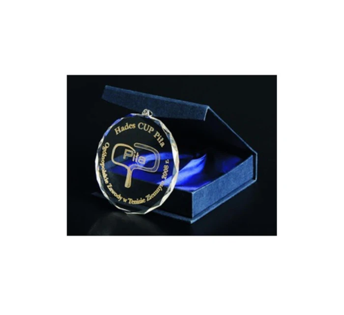 Gravírovaná sklenená medaila s puzdrom