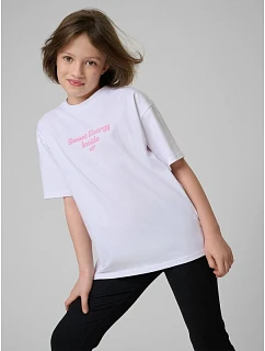 Dievčenské voľné tričko s potlačou 4F 4FJRSS26TTSHF3825-10S