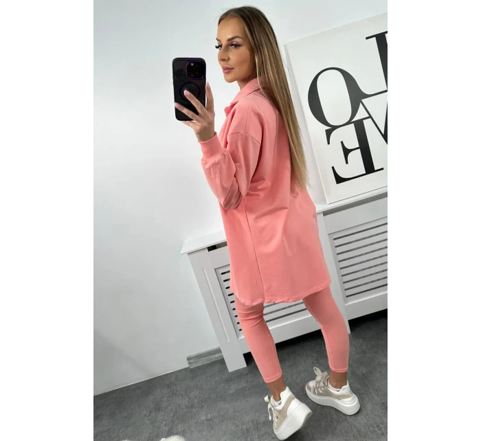 3-dielny set blúzka, top a legíny marhuľová