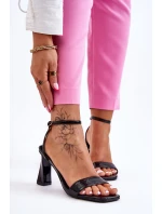 Lakierowane Sandały Na Obcasie Czarne Owen