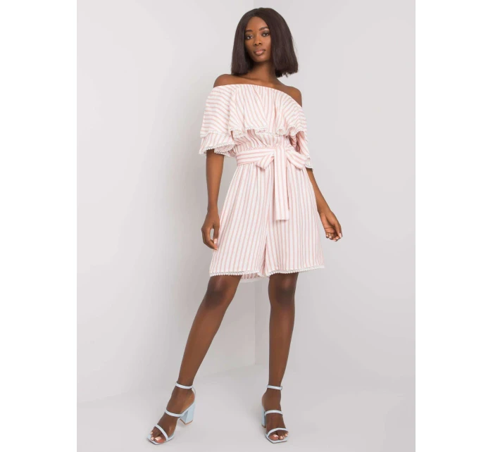 Sukienka LK SK model 20206354 biało różowy - FPrice Sukienka LK SK model 20206354 biało różowy - FPrice
