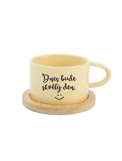 DNES BUDE SKVĚLÝ DEN - žlutý hrníček makronka 200 ml