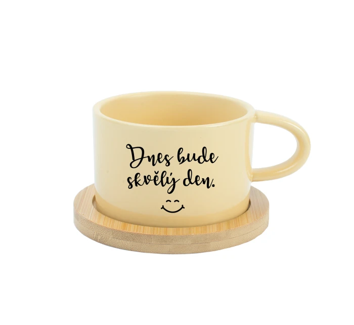 DNES BUDE SKVĚLÝ DEN - žlutý hrníček makronka 200 ml