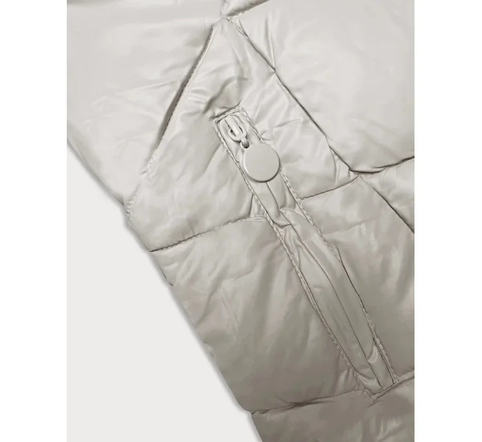 Dámska zimná bunda v ecru farbe s kapucňou (H-898-11)