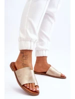 Dámské kožené žabky Světle zlatá model 21613209 - EVENTO