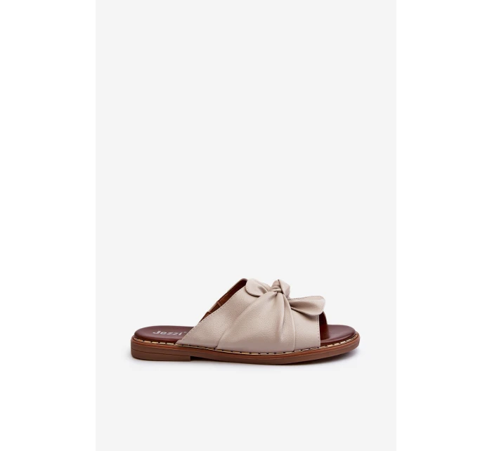 Klapki Damskie Na Płaskim Obcasie Beżowe Nelvira