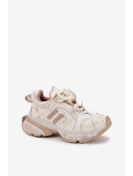 Dámské Kožené Tenisky model 21692733 Béžové - Goe