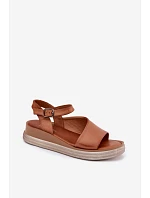 Kožené dámské sandály na platformě model 22208644 Camel - Maciejka