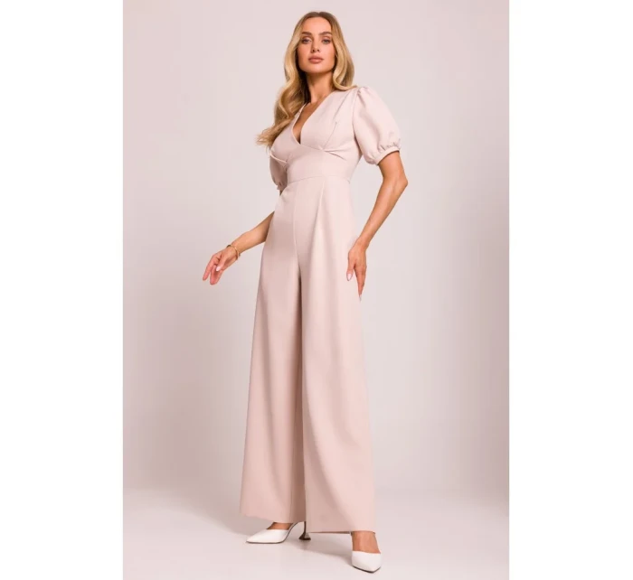 model 20970728 Kombinéza s puff rukávy světle béžová - Moe