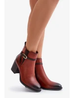 Dámske členkové topánky na podpätku s remienkom Brown Zinithia
