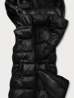 Teplá čierna dámska vesta z eko kože (D-3231-1)