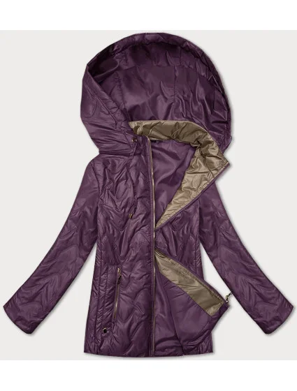 Fialová dámská prošívaná bunda s odepínací kapucí model 20833084 - S'WEST Fialová dámská prošívaná bunda s odepínací kapucí model 20833084 - S'WEST