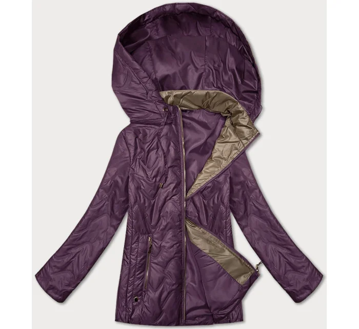 Fialová dámská prošívaná bunda s odepínací kapucí model 20833084 - S'WEST Fialová dámská prošívaná bunda s odepínací kapucí model 20833084 - S'WEST