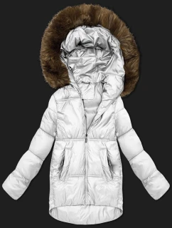 Biela dámska bublinková bunda s kapucňou S'West (B8280-26)