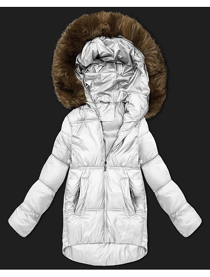 Dámska bunda bomber s kapucňou S'West broken white (B8280-26)