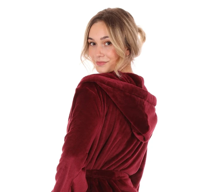 Dámsky župan Siena s kapucňou 3156 oversized bordový - Vestis