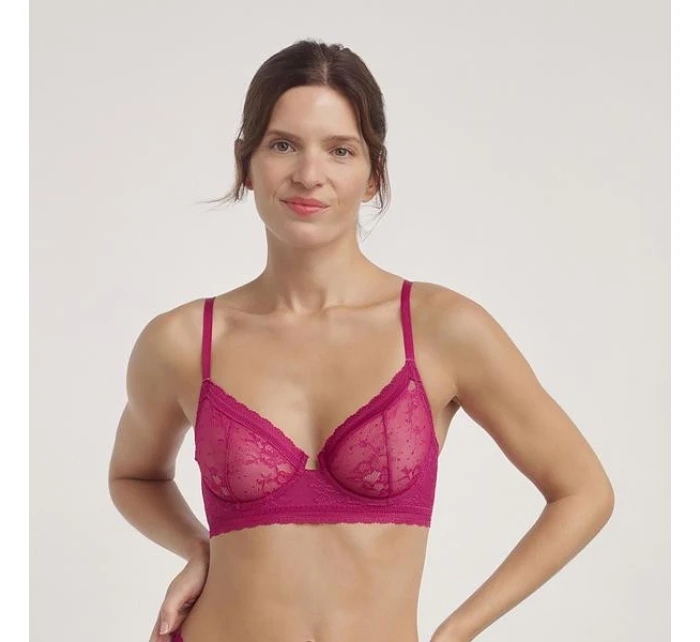 Dámska čipkovaná podprsenka s kosticami DIM ROMANCE UNDERWIRE FULL CUP BRA - DIM - červená