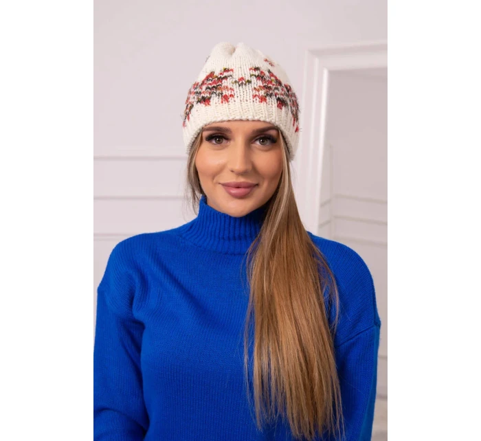 Dámska čiapka Florence K350 ecru+red