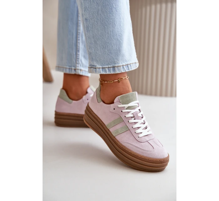 Zazoo N1068S4 Damskie Zamszowe Sneakersy Na Platformie Fioletowe