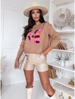 Dámský oversize svetr camel Dstreet model 21970647 - FashionStreet Dámský oversize svetr camel Dstreet model 21970647 - FashionStreet