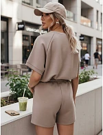 Dámsky letný set s motýľom z mäkkej viskózy v moka farbe FashionStreet AY1190