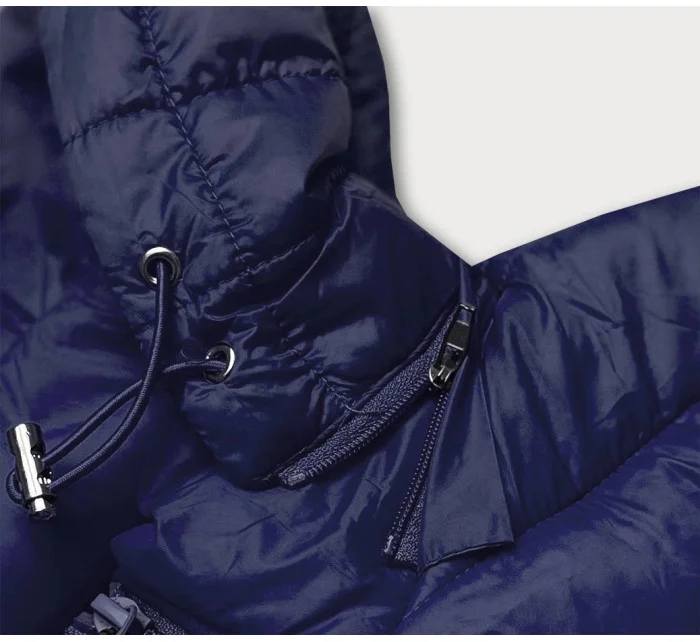 Tmavomodrá dámska prešívaná bunda pre prechodné obdobie (23M9001-221)