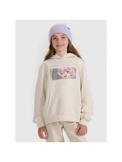 Dievčenská mikina bez prúžkov s kapucňou 4F 4FJRAW25TSWSF2294-11S