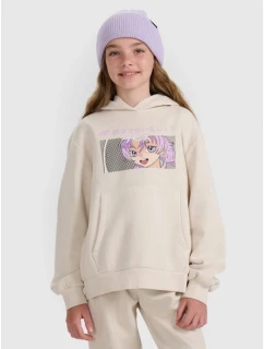 Dievčenská mikina bez prúžkov s kapucňou 4F 4FJRAW25TSWSF2294-11S