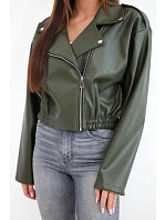 Dámská model 22251646 bunda z ekokůže na zip khaki - K-Fashion