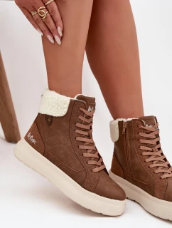 Lee Cooper dámske zimné topánky s kožušinou - hnedé