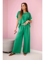 Viskózová súprava so zlatým lemovaním zelená