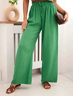 Mušelínové nohavice so širokými nohavicami zelenej farby