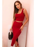 Dámsky top a vrúbkovaná sukňa Burgundy