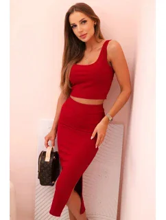 Dámsky top a vrúbkovaná sukňa Burgundy